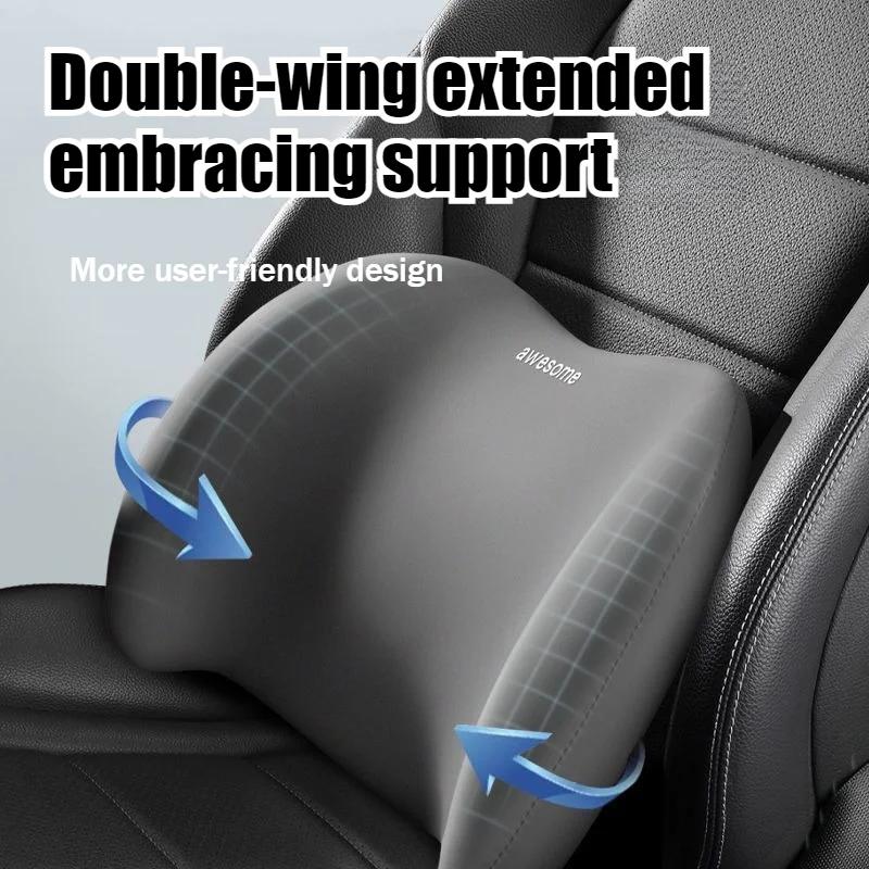Memory Foam Car Neck Pillow Lumbar Support Set Ergonomic Breathable Headrest Back Cushion Pain Relief For Driving Office Chair