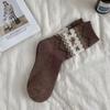 Женские осенне-зимние утолщенные теплые ретро милые носки-гольфы с бантом и мультяшным псом из шерсти