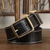 Ретро повседневный индивидуальный тренд универсальный полый первый слой коровьей кожи ремень с игольчатой пряжкой мужской ремень из натуральной кожи для джинсов мужской