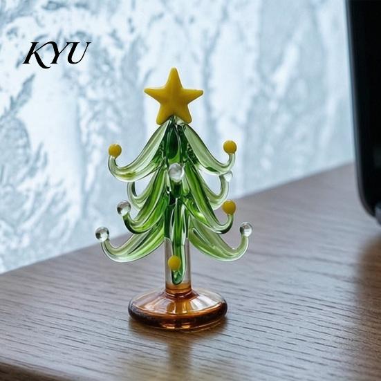 Современная стеклянная рождественская скульптура, фигурка рождественской елки, ручная работа, Санта, олень, декор для стола, миниатюрное настольное праздничное украшение для автомобиля