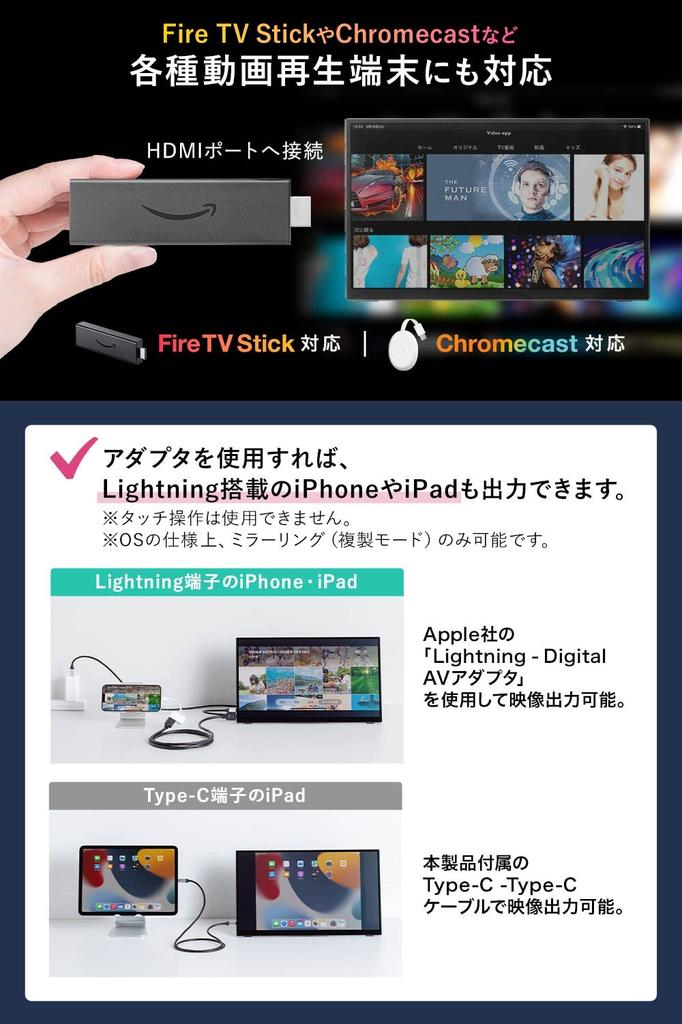 Sanwa Direct Мобильный монитор дюймовый Сенсорная панель Совместим с Mac OS HDMI-подключение Full HD с подставкой 15.6 Type-C 400-LCD006