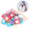 25 шт./лот, милые бантики для волос для собак и кошек, банты для ухода за волосами с цветами и резинками для домашних животных