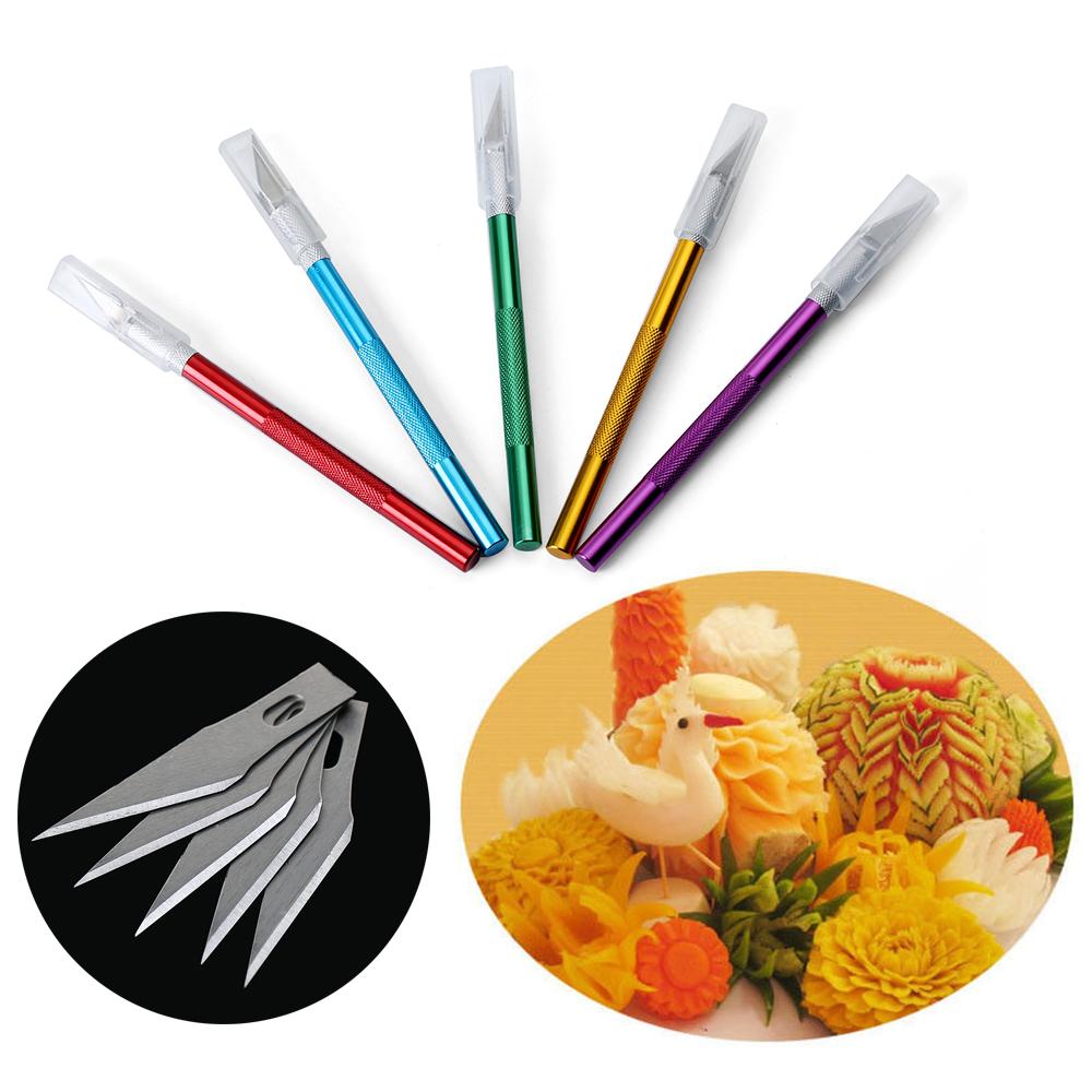 Cake Sculpture Craft Metal Scalpel Non-slip Knife Engraving Cutter with 6pcs Blade Pastry Tools