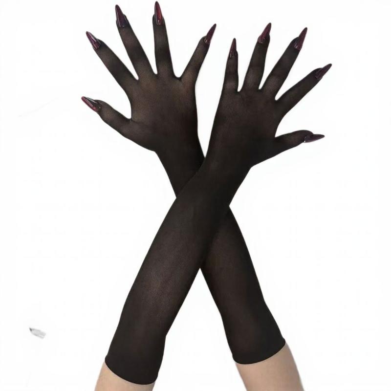 1 пара бесшовных сетчатых перчаток для пальцев, забавные перчатки для косплея, Хэллоуина, клубных танцев, свадебной вечеринки, аксессуары, перчатки для ногтей