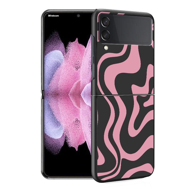 Роскошный чехол с текстурой коровьей кожи для Samsung Galaxy Z Flip 3 4 5G Funda ZFlip 3 Черный жесткий ПК задняя крышка для телефона