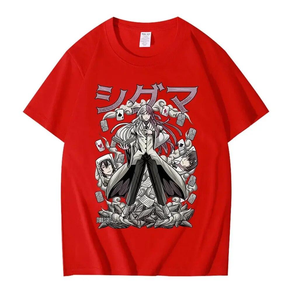 Аниме Bungou Stray Dogs Футболка Sigma Unisexga Графическая футболка Унисекс Женская Harajuku Повседневная хлопковая футболка большого размера с коротким рукавом унисекс