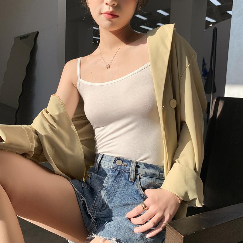 Элегантный стильный жилет H715 черно-белый модальный низ маленькая майка женская внутри красота спина лето сексуальный снаружи дизайн чувство