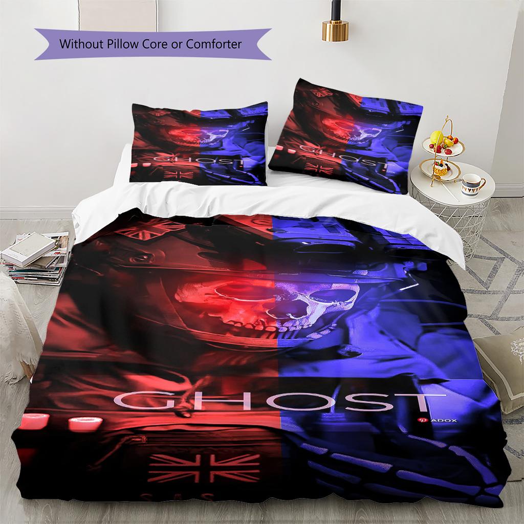 Simon Ghost Pattern Bedding Set Quilt Cover Pillowcase Home Decor Gift (1 * duvet cover + 2 * pillowcase, without core)