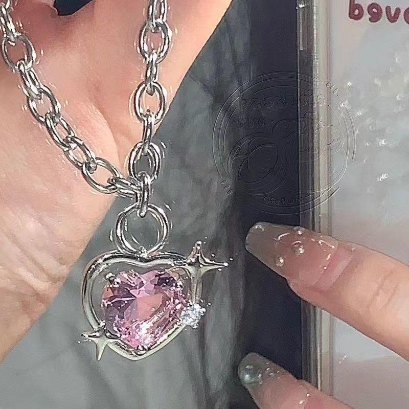 Kpop ожерелье с подвеской в виде черного сердца в стиле панк, блестящие стразы, звезда, асимметричная цепочка, ожерелье для женщин, цепочка на шею, ювелирные изделия Y2K