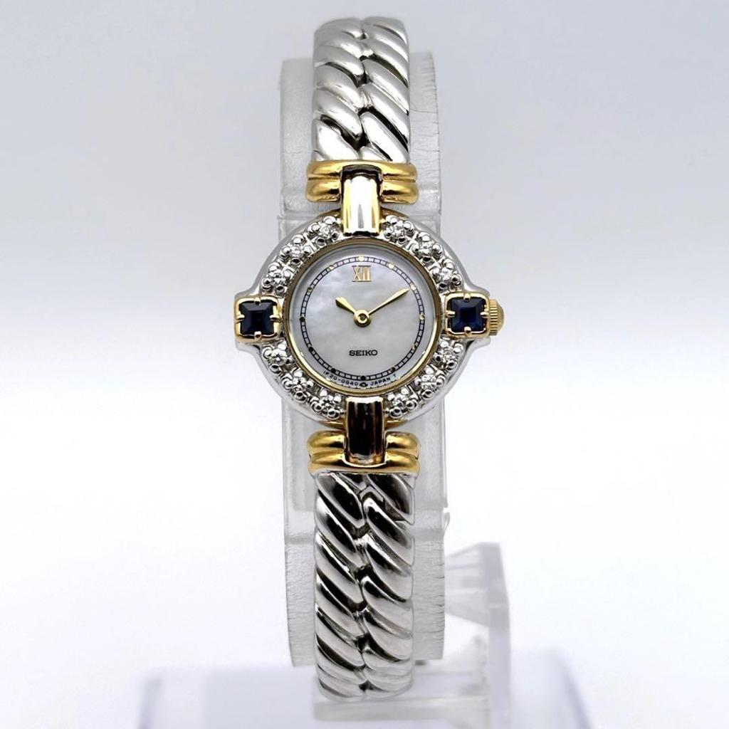[USED] SEIKO Excellence Quartz Shell Dial Diamond Sapphire Watch