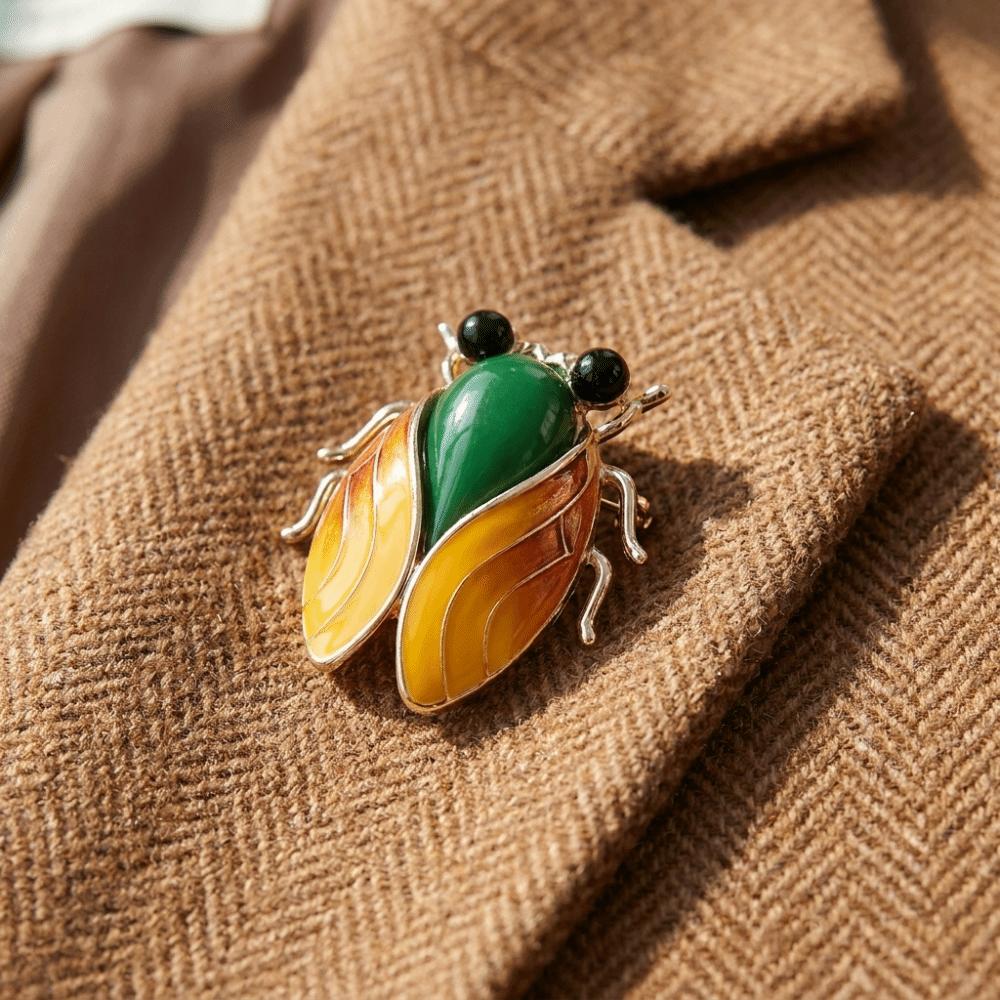 Chinese Style Cicada Brooch Real-like Enamel Brooch Vintage Insect Lapel Pin Gifts