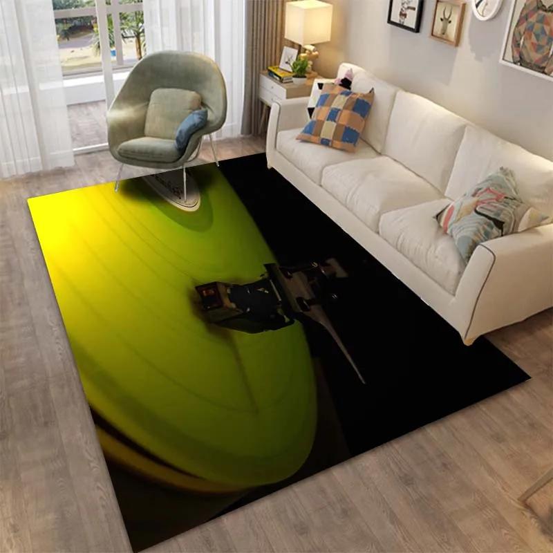 1PC Retro Music Phonograph Record Area Carpet, Rug for Living Room Bedroom, Bedside and Office Areas, Machine Washable Mat