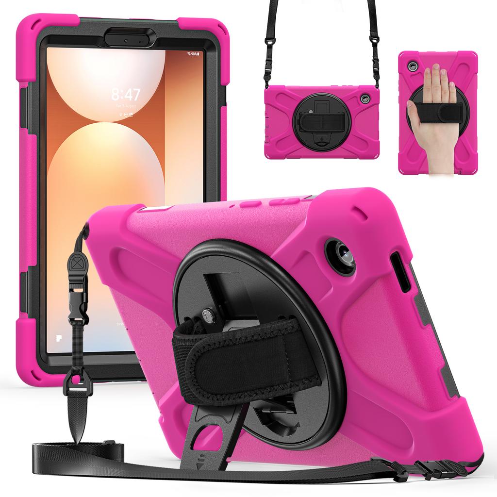 Kickstand Case for Samsung Galaxy Tab A11 2025 8.7 Inch SM-X133 SM-X135 360 Rotating 3-Layers Hybrid Cover with Shoulder Strap