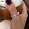 Silver Color Rings for Women Trendy Elegant Creative Weave Texture LOVE Heart Girl Party Jewelry Birthday Gifts