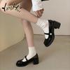 British Style Retro Mary Janes 2024 Fashion All-match Casual Pearl Accessories Round Toe Coarse Square Heel Pumps Spring Summer
