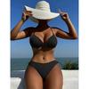 Сексуальное бикини женское однотонное на шнуровке с открытой спиной с мягкими чашками микро купальник пуш-ап пляжный купальник с завязками по бокам стринги