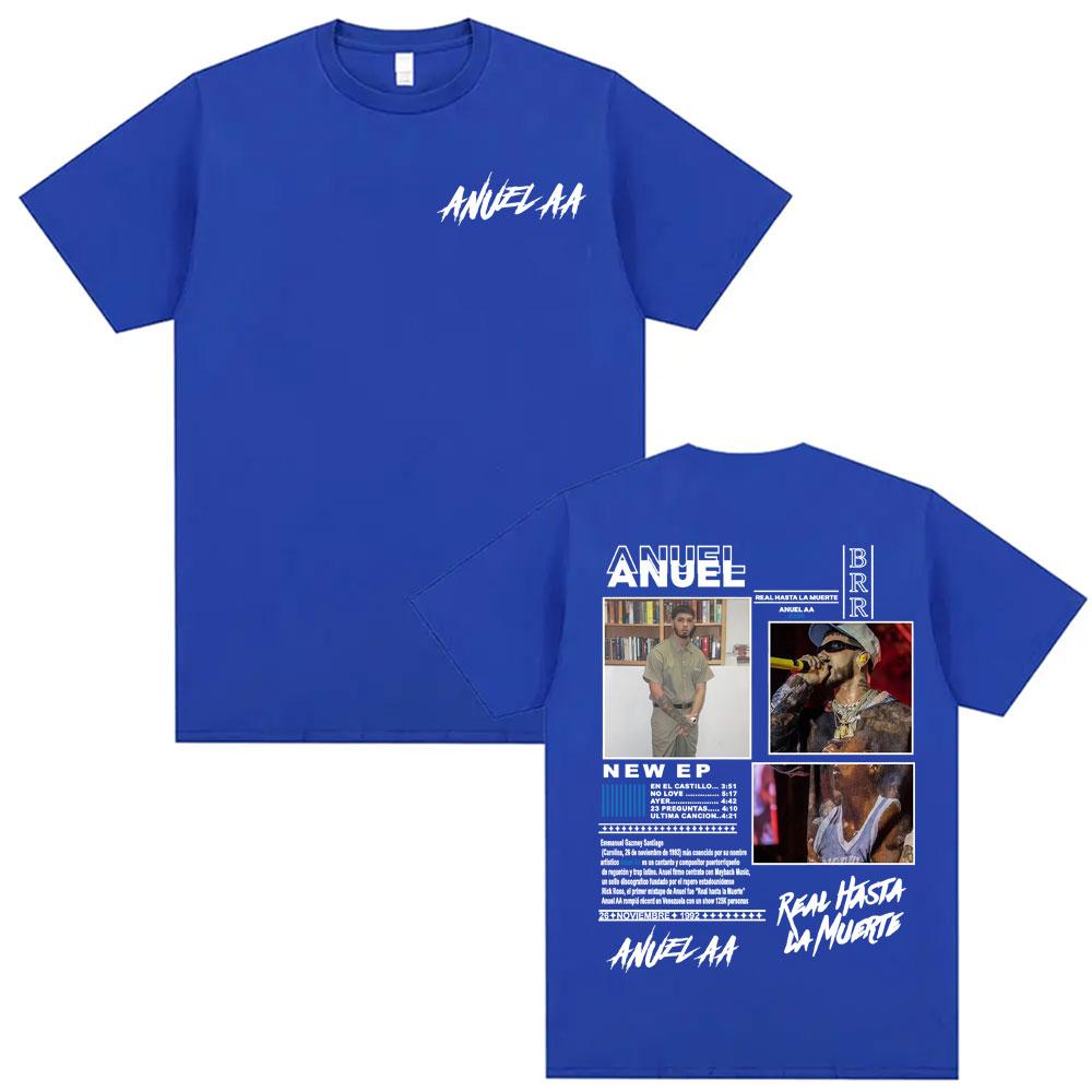 Anuel AA Real Hasta La Muerte Album Cover T Shirts Mens Clothing Summer High Street Tshirts 100 Cotton Short Sleeve T Shirt