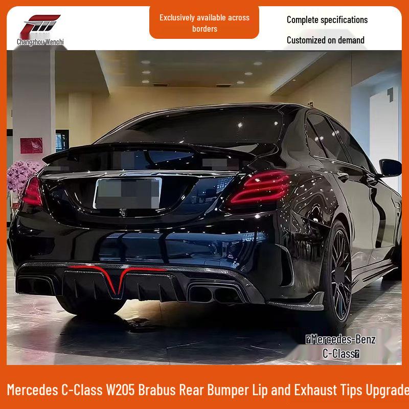2015-2018 Mercedes-Benz C-Class W205 Комплект заднего диффузора Brabus с насадками на выхлопные трубы