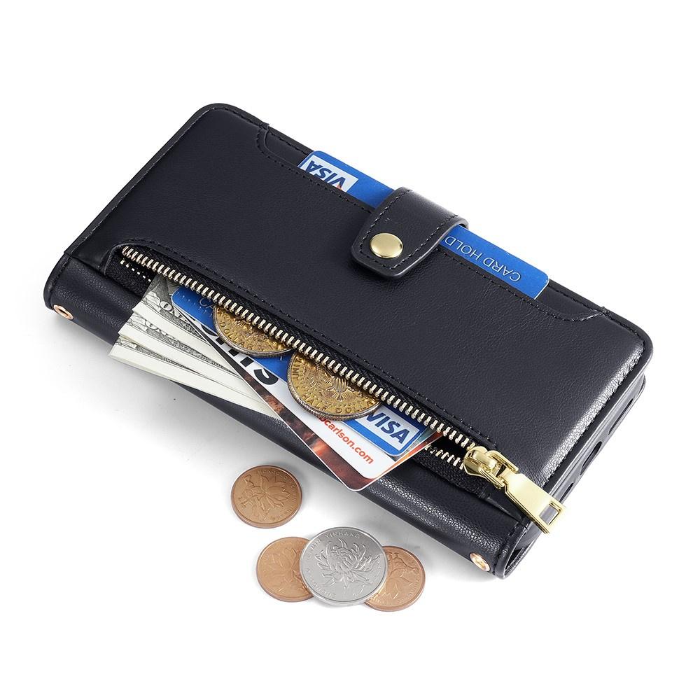Samsung Galaxy S23 Flip Case, Wallet Zipper Pocket, Black