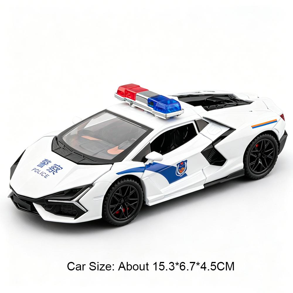 1:32 Aventador Hellcat Полицейская машина Литая модель Сплав Миниатюрная игрушка Звук Свет Двери Открываются Оттянуть Назад Транспортные средства Подарок для Детей