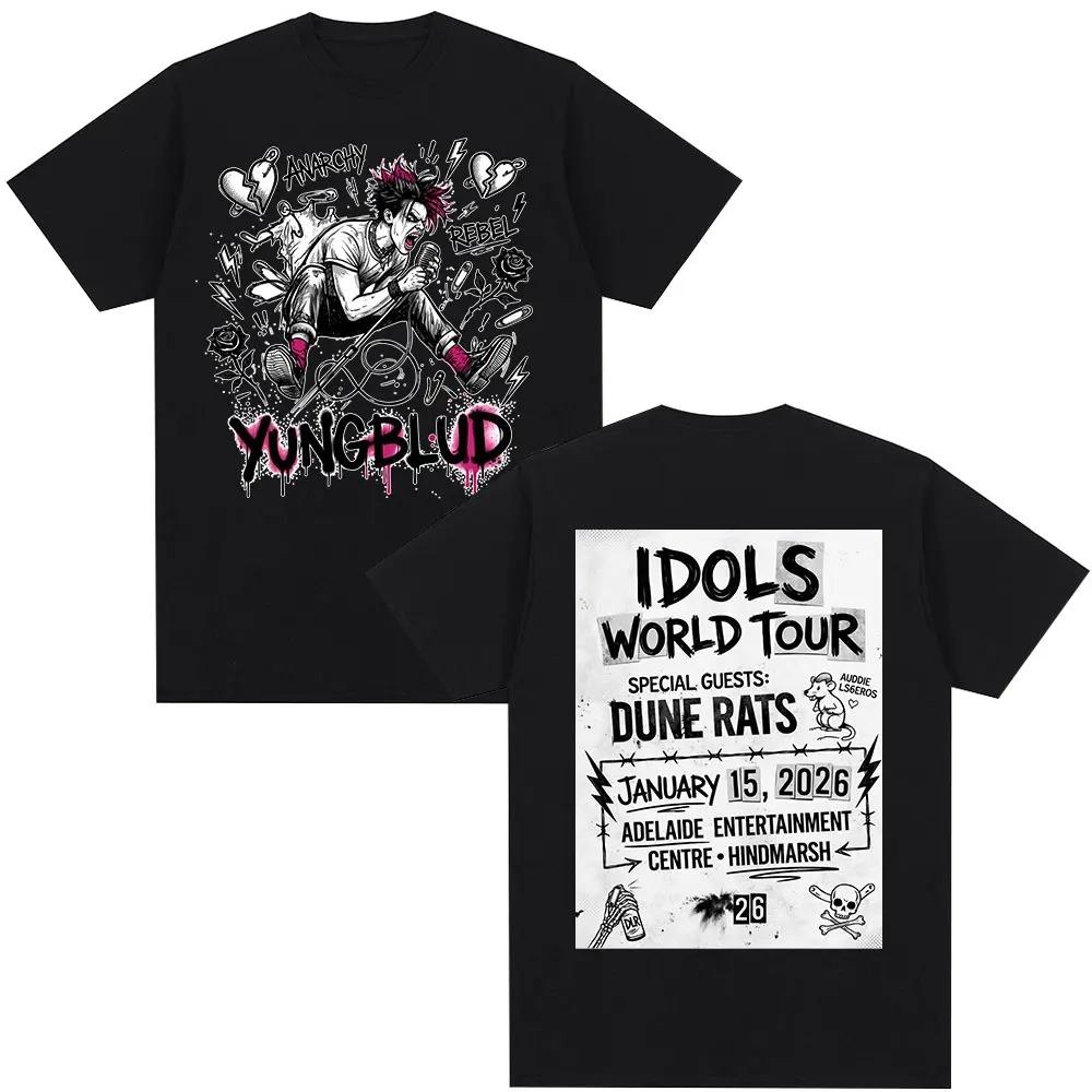 Singer Yungblud IDOLS World Tour 2026 TShirt Fan Gift Mens Wear Fashion Short Sleeve TShirt 100 Cotton Casual TShirt