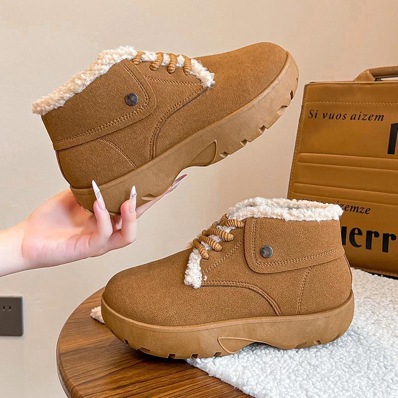 Меховые балетки на платформе женские зимние ботильоны теплая обувь 2025 тренд повседневные прогулочные кроссовки для походов зимние короткие плюшевые женские ботинки