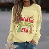 Women's Fashion Casual Long Sleeve Solid Color Christmas Printed Round Neck Top Sweatshirt