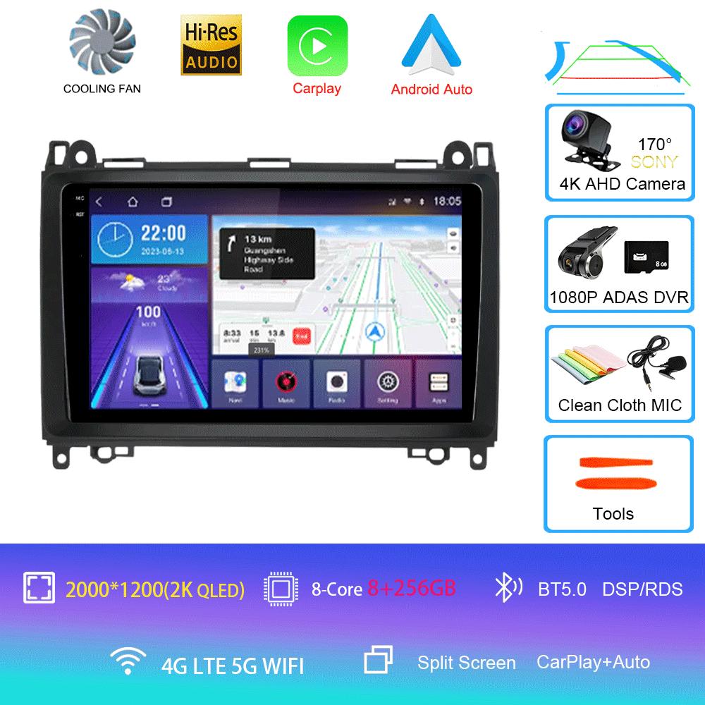 Видеоплеер Android 14 9'' для Mercedes Benz B200 Sprinter W906 W639 AB Class W169 W245 Viano Vito Car Radio Multimedia GPS DVD