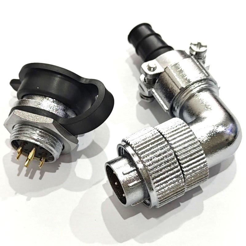 WF28 90° Male-Female Aviation Plug M28 Square Flange Waterproof IP67 Connector