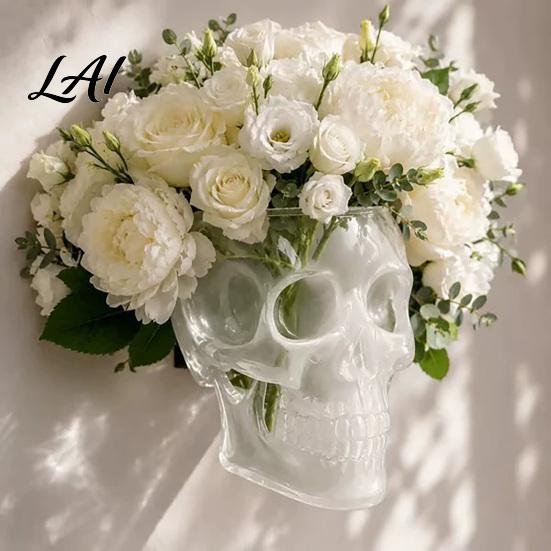 Gothic Room Decor Skull Wall Vase Tabletop or Mounted Flower Translucent Art Vase for Dark Home Decor Unique Macabre Aesthetic Gift Modern Eclectic
