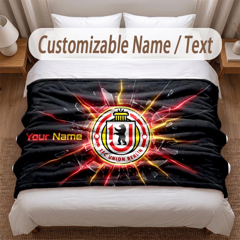 Union Berlin Printed Flannel Blanket Custom Name Text Soft Warm Throw For Bedroom Holiday Gift