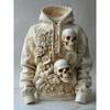 Men's Dark Floral Skull Print Hoodie Outdoor Halloween Hooded Casual Hoodies Print Front Pocket Fall Designer Hoodies Sweatshirt