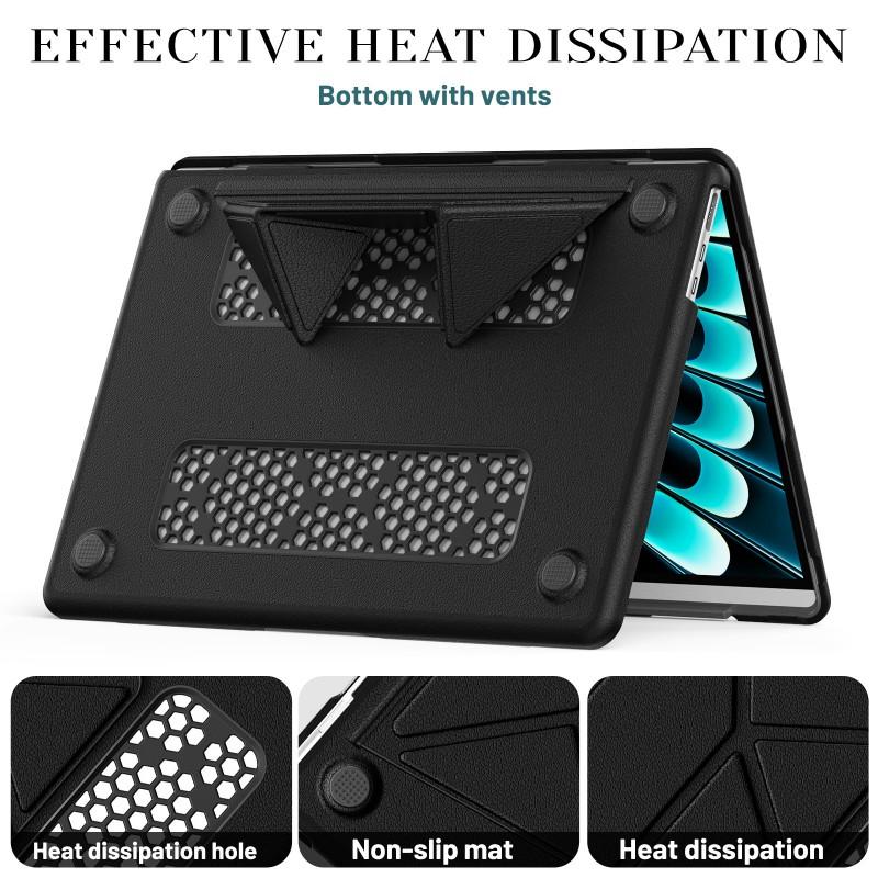 Leather-Style MacBook Air Pro Case With Built-in Stand Shockproof Protection Cover 13 14 15 Inch