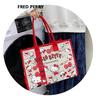 Large Capacity Korean Cartoon Cat Canvas Crossbody & Tote Bag