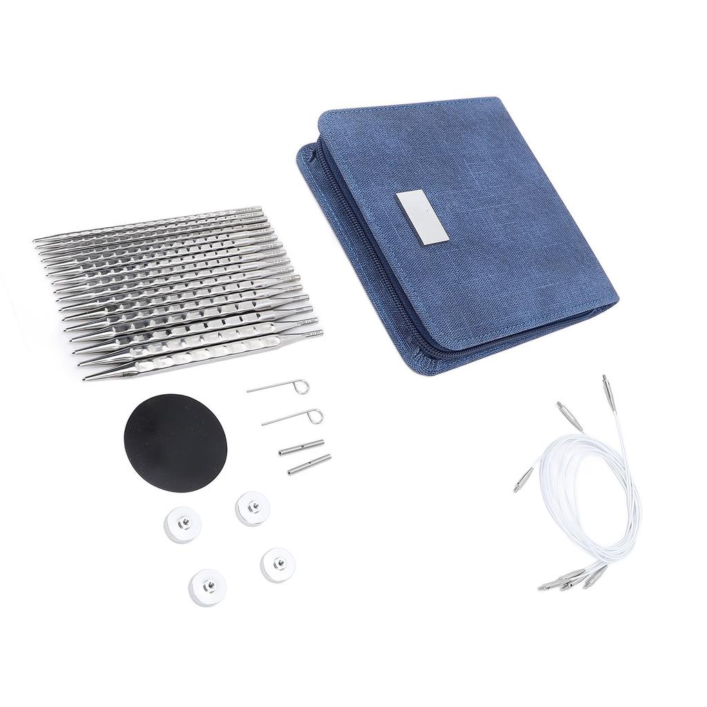 Набор из 8 пар круговых спиц, сменных для начинающих, с чехлом из нержавеющей стали для плетения