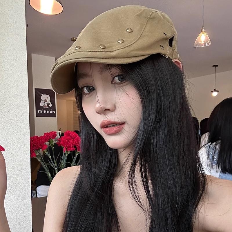 Retro Harajuku Style Washed Denim Forward Hat For Men And Women Spring Summer Casual Versatile Show Face Small Literary Berets