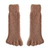 1 Pair Coral Fleece Toe Socks Winter Thick Warm Five Finger Split-Toe Floor Socks Plush Sleep Socks Non-Slip Mid-Calf Socks for Home