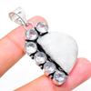 Natural Rainbow Moonstone, Topaz Gemstone 925 Sterling Silver Pendant 2.05" T3i46