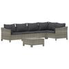 vidaXL 6-tlg. Garten-Lounge-Set mit Kissen Grau Poly Rattan
