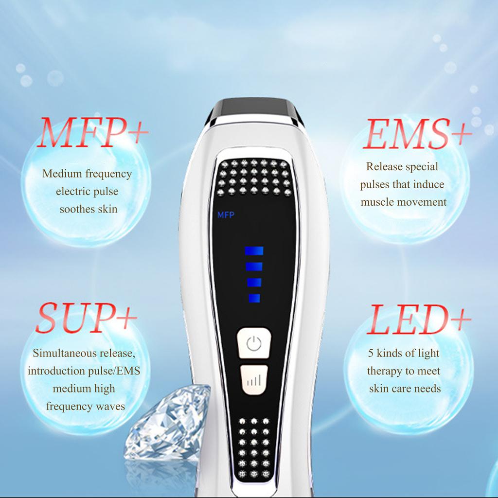 Представляем инструмент 4-ступенчатый регулируемый ЖК-экран для массажа лица с цветным светом EMS микроток