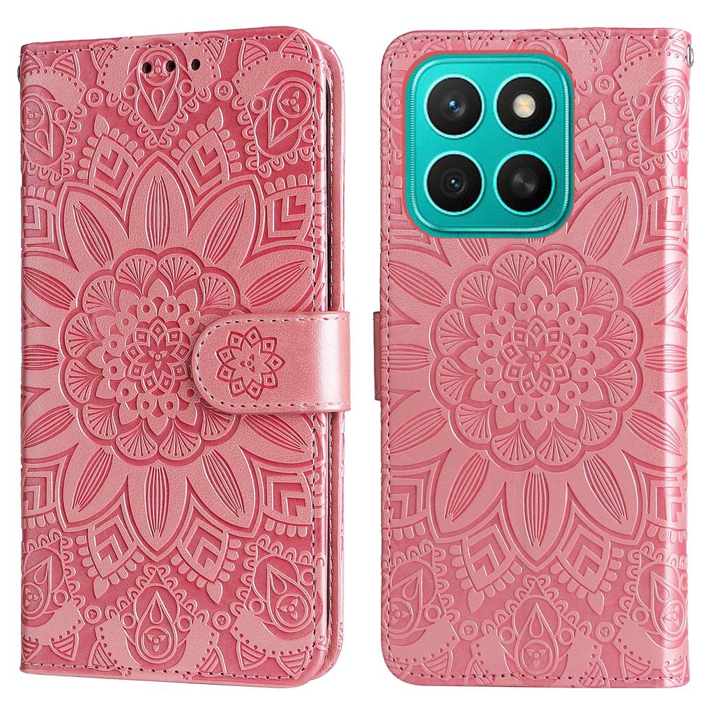 Чехол для Honor X8c 4G Кожаный кошелек с тиснением в виде подсолнуха Чехол для телефона