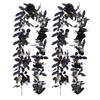 180CM Wall Hanging Artificial Plant Fake Flower Vine Halloween Simulation Black Flower Rose Hanging Garland For Fireplace Decor