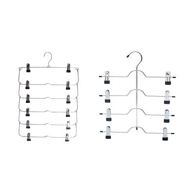 6-уровневая вешалка для юбок, брюк, шорт, экономящая место, нескользящая металлическая стойка для юбок