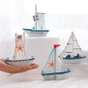 Craft Ornament Creative Sailboat Design Wooden Home Craft Decor for Living Room