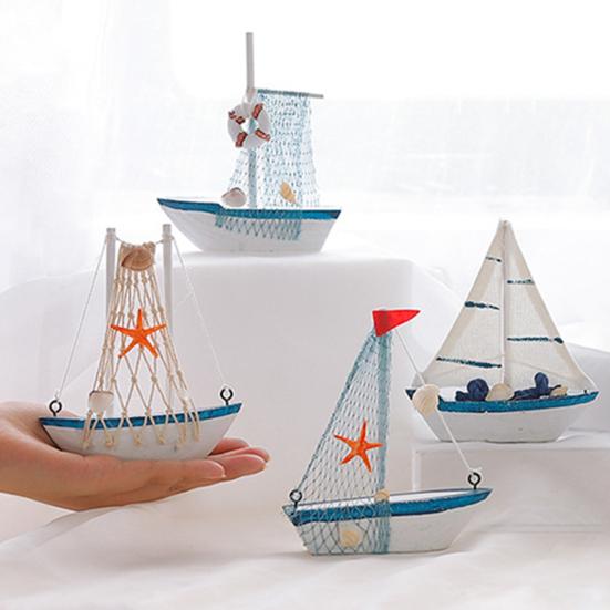 Craft Ornament Creative Sailboat Design Wooden Home Craft Decor for Living Room