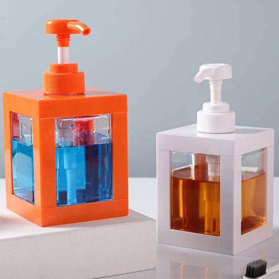 Pressed Lotion Bottles Square Shower Gel Dispensing Bottles Soapshower Gel Empty Storage Bottle for Bathroom
