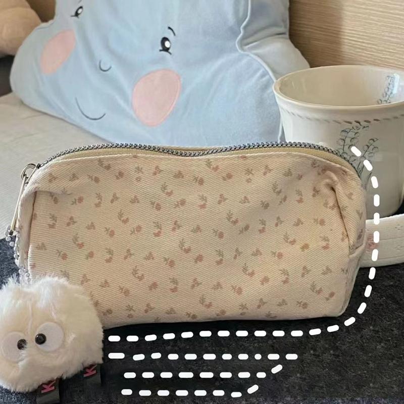 Сумка для ручек с мультяшным цветочным принтом для женщин и девочек, большая вместительная канцелярская сумка, пенал, многофункциональный органайзер для канцелярских принадлежностей