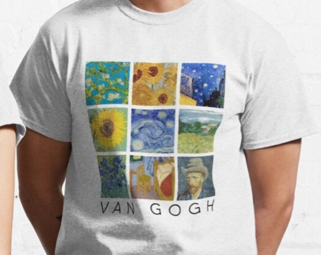 Van Gogh Art Collage T-Shirt: Starry Night, Sunflowers