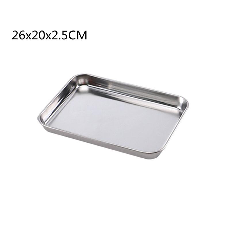 Stainless Steel Thick Food Storage Trays Rectangle Steamed Sausage Dish Restaurant Bread Fruit Plate Kitchen Utensils