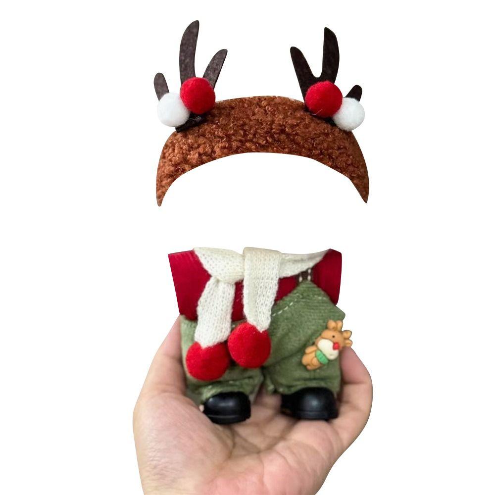Shawl Christmas Deer Set Scarf For Labubu Outfit Fashion Red Festive Outfit  Doll Dressing